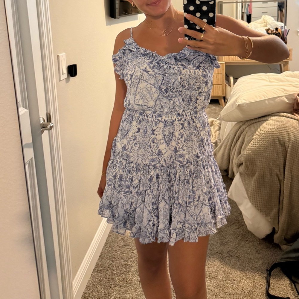 Olivaceous Blue and White Mini Dress